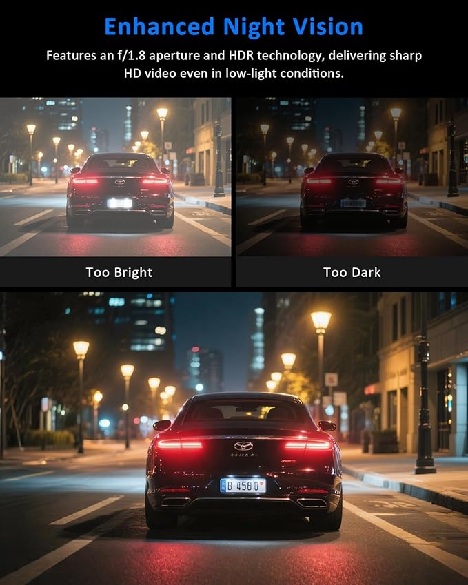 3 Channel 360 Dash Cam Front and Rear and Inside with 32G Card,1080P Dash Camera for Cars,Night Vision,3.0" IPS Screen,170° Wide Angle,Loop Recording,24H Parking Mode - Image 6