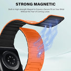 Bisikor Magnetic Bands Compatible with Apple Watch Band 49/46/45/44/42/41/40/38mm Men Women Silicone Sport Wristband for iWatch Ultra SE Series 11 10 9 8 7 6 5 4 3 (42/44/45/46/49, Orange/Black) - Image 3