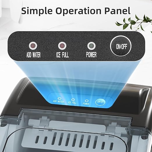 Antarctic Star Ice Maker Countertop, Portable Ice Machine with Carry Handle, 26Lbs Per Day, 9 Cubes Ready in 6 Mins, Self-Cleaning Ice Makers with Ice Scoop and Basket for Kitchen/Office/Party (Black) - Image 4