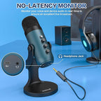 ZealSound USB Condenser Microphone,Computer PC Gaming Mic,Plug&Play Microphones for PS 4&5.Monitor Adjust&Volume Control,Mic Gain Control,Mute Button for TikTok,YouTube Podcast on Mac&Windows(Teal) - Image 4