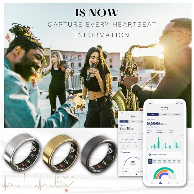 2026 Smart Ring for Women and Men,Sleep Tracker,Fitness Smart,Activity Tracker,Sleep Monitor,Stress/Heart Rate/Cycle Monitoring - No Subscription Required (Gold, #9-ID:59.5mm) - Image 6