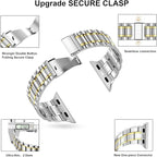 MioHHR Solid Stainless Steel Band Compatible with Apple Watch 45mm, Metal Strap with Soft TPU Case for iWatch Series 9 8 7 45mm Women and Men, Silver/Gold - Image 3