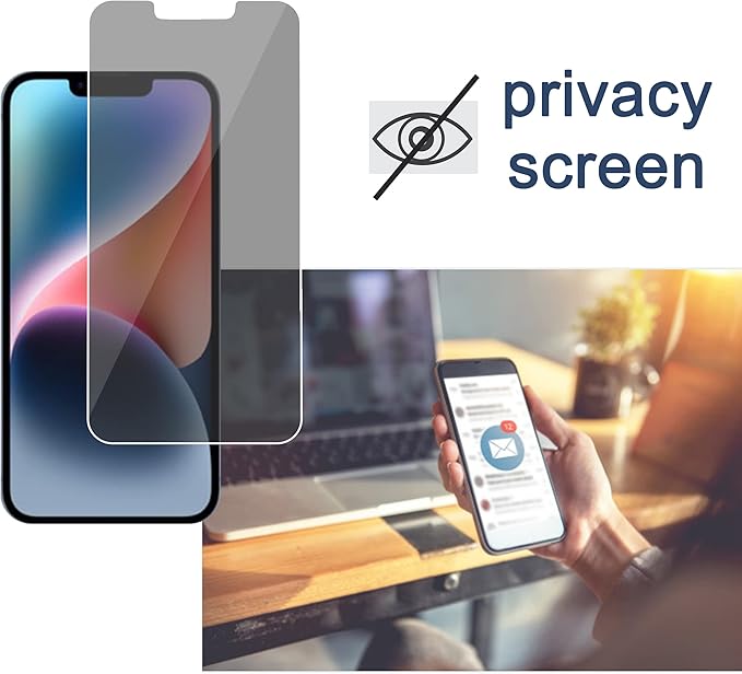 Ailun 2Pack Privacy Screen Protector for iPhone 14 Plus [6.7 inch] + 2 Pack Camera Lens Protector, Anti Spy Private Tempered Glass Film, Case Friendly, [9H Hardness] - HD - Image 2