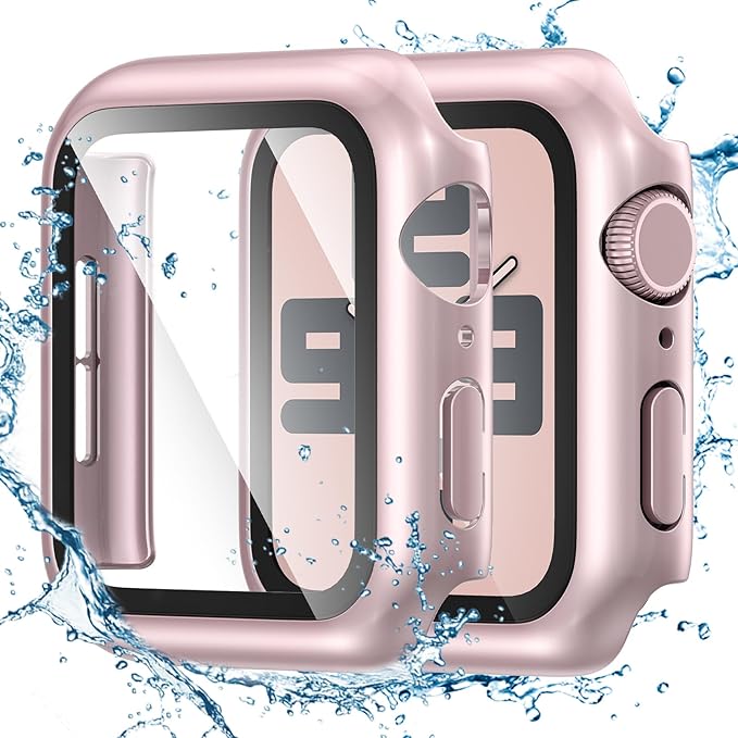 Tensea for Waterproof Apple Watch Screen Protector Case 40mm SE 3/SE 2nd Generation/SE/Series 6/5/4 Accessories, iWatch Protective PC Face Cover with Tempered Glass Film for Women Men, 40 mm by Tensea