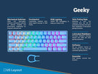 Geeky GK61 SE 60% | Mechanical Gaming Keyboard | 61 Keys Multi Color RGB LED Backlit for PC/Mac Gamer | ANSI US American Layout (Blue, Mechanical Red) - Image 2