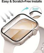 Smiling 2 Pack Case Compatible with Apple Watch SE 3 (2025)/ SE 2/ SE/Series 6/5/4 44mm with Tempered Glass Screen Protector, Hard PC Case Overall Protective Cover- Starlight - Image 4