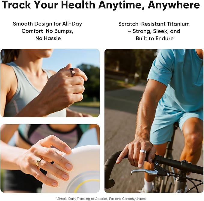 Smart Ring, Titanium Health & Fitness Tracker with Sleep, Heart Rate & SPO₂ Monitoring, Ultra-Light, 4–6 Day Battery, No Subscription, for Women & Men (Rose Gold 7) - Image 3