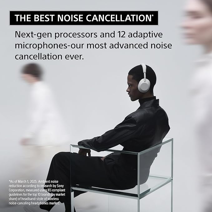 Sony WH-1000XM6 The Best Noise Canceling Wireless Headphones, HD NC Processor QN3, 12 Microphones, Adaptive NC Optimizer, Mastered by Engineers, Studio-Quality, 30-Hour Battery, Platinum Silver - Image 3