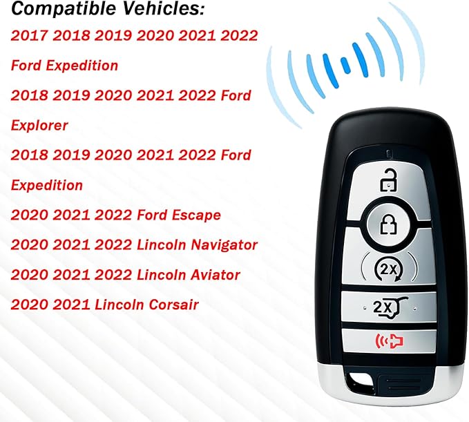 Self-Programmable Replacement for Proximity Smart Key Fob Compatible with 2018-2022 F ord Explorer Expedition Edge 2020-2022 Lincoln Navigator Aviator Corsair (FCC:M3N-A2C93142600 5 Buttons) 1PCS - Image 2