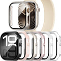 6 Pack Case with Tempered Glass Screen Protector Compatible with Apple Watch Series 9/8/7 45mm, Ultra-Thin Full Protective Face Cover Hard PC Bumper Case for iWatch 45mm Accessories by Nxtudy