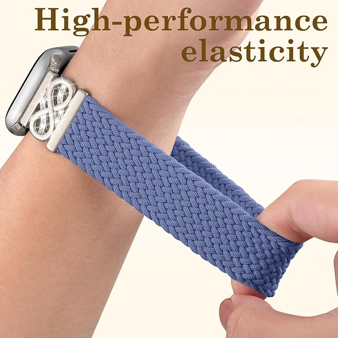 Dirrelo Braided Magnetic Stretchy Nylon Band Compatible for Apple Watch Bands Women 40/41/38/42/44/45/46/49mm, Designer Dressy Infinity Elastic Strap for iWatch Series 11 10 9 8 7 6 5 4 SE/Ultra 3 2 1 - Image 5