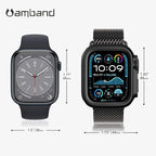 amBand 3 in 1 Metal Case Compatible with Apple Watch Series 9/8/7 45mm, W1 Protector Rugged Bumper with Watch Crown + Back Cover, Black - Image 8