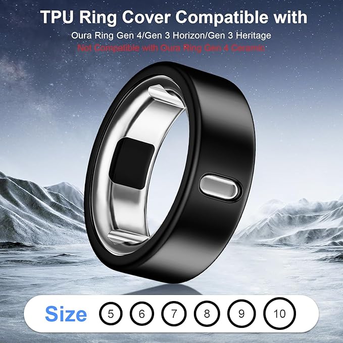 8 Pack Cover Compatible with Oura Ring Gen 4/Oura Ring Gen 3 Horizon/Heritage,Charging Derectly,Matte Texture Wear-Resistant Anti-Scratch TPU Protector for Women Men Working Out Gym(Black*8,Size 11) - Image 2