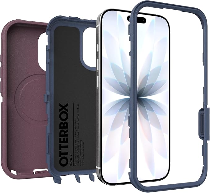OtterBox iPhone 17 (Only) - Defender Series Case - Tulipwood Glow (Purple & Blue) - Snaps on MagSafe - Tough - Rugged & Durable - Image 5