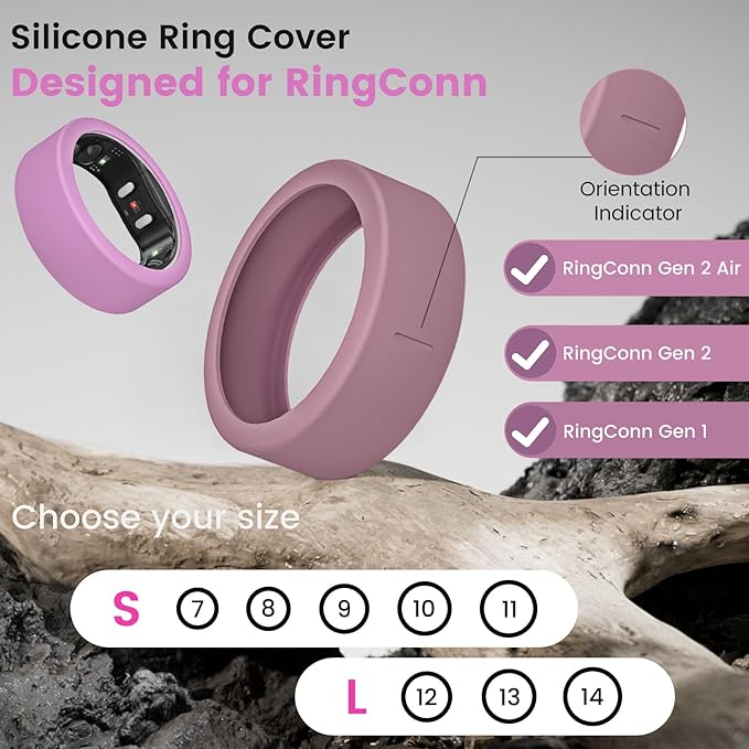 3/6 Pack Ring Cover for RingConn Gen 2 Air, Elastic Silicone Ring Protector for RingConn Gen 2/1 Working Out Accessories Men Women (6P-Black+Clear+White+Gold+Silver+Rose Gold, L (12/13/14)) - Image 2