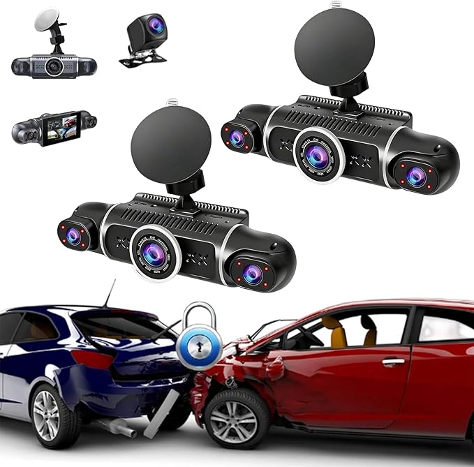 Four-Channel Dash Cam Wireless, 1080p Rechargeable Dash Cam No Wires Front and Rear Camara System with 360° Views and WiFi Connectivity, App Control, Night Vision (No GPS, 2 Set) by Evstyr