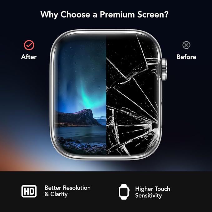 LW Mail-in Repair Service with Original OEM Pull Screen for Apple Watch Series 7 (41mm) Replacement Screen LCD Display Touch Digitizer Assembly A2473 A2475 A2476 (We Repair for You, No Parts Sent) - Image 2
