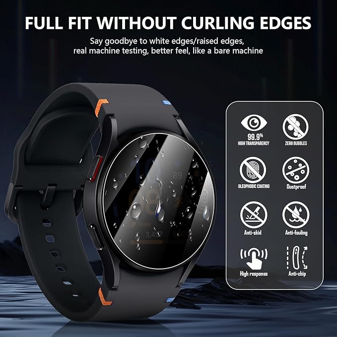 Suoman 4-Pack for Samsung Galaxy Watch FE 40mm Tempered Glass Privacy Screen Protector, [Anti-peeping] 9H Hardness protective film - Image 6