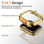 Amizee Metal Case Compatible with Apple Watch Series 9/8/7 45mm with Back Cover, Rugged Protective Bumper Cover for iWatch 45mm, Gold - Image 5