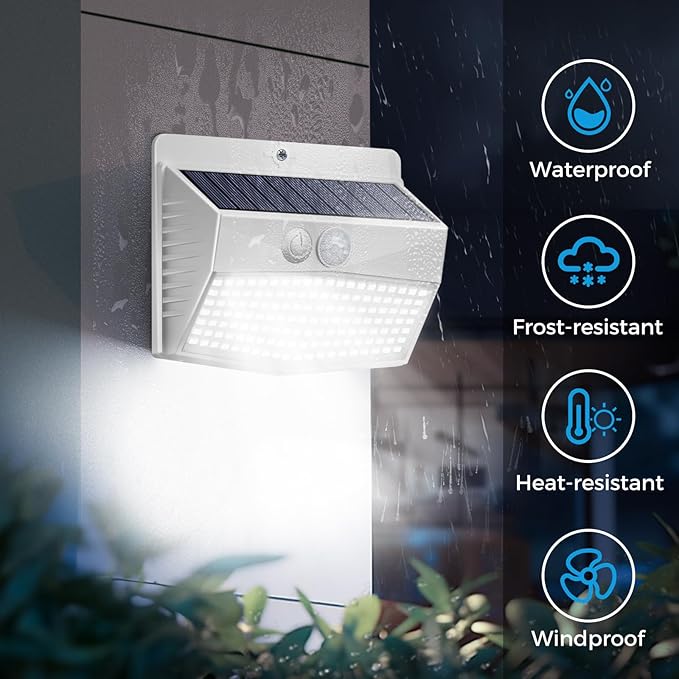 [2 Packs] Solar Lights Outdoor Motion Sensor, Solar Security Lights with 3 Lighting Modes Solar Wall Lights Waterproof Solar Powered Lights for Garden Fence Yard Deck, White - Image 4