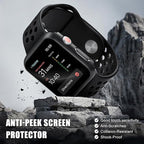 2 Pack Privacy Case for Apple Watch Screen Protector, Anti-Spy Tempered Glass Film Apple Watch Cover Hard PC Case Bumper for iWatch Series 3/2/1 - Black/Black 42mm - Image 3