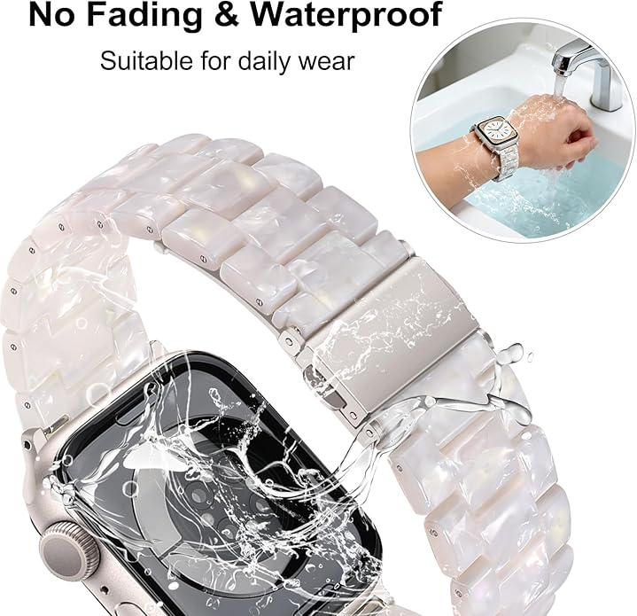 Dhwazz Band for Apple Watch Series 11 10 42mm 46mm, Women Resin Bands Stainless Steel Buckle Strap for iWatch Ultra SE 3 2 1 Series 9 8 7 6 5 4 41mm 40mm 38mm 49mm 45mm 44mm 42mm - Image 4