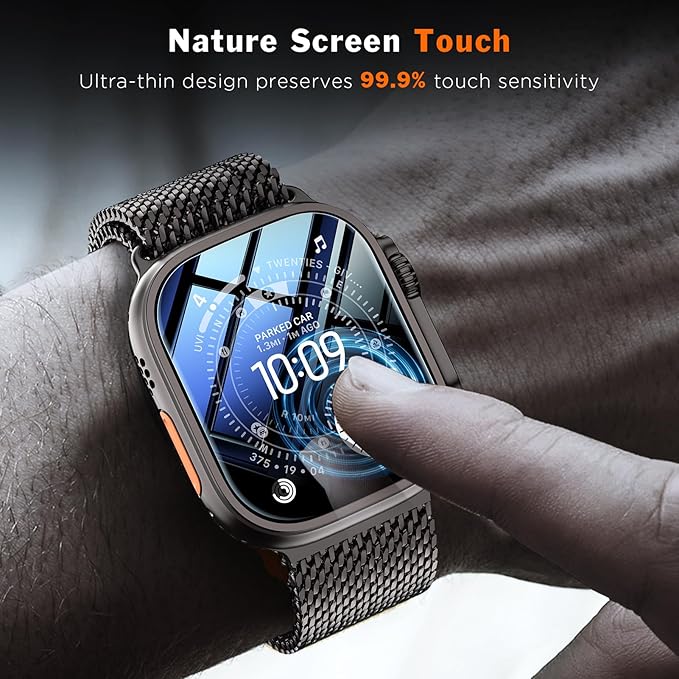 LK 3 Pack for Apple Watch Ultra 3 Screen Protector 49mm [Zero-Fault] HD Top 9H Tempered Glass Apple Watch Ultra / Ultra 2 Screen Protector 49mm with Auto-alignment Installation Frame, Anti-Scratchch - Image 4