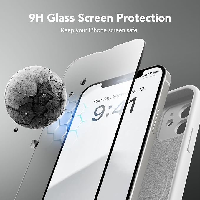 Magnetic for iPhone 12 Case, Compatible with MagSafe, [Full Camera Protection][Screen Protector] Silicone Shockproof Protective Phone Case for iPhone 12 6.1", White - Image 4