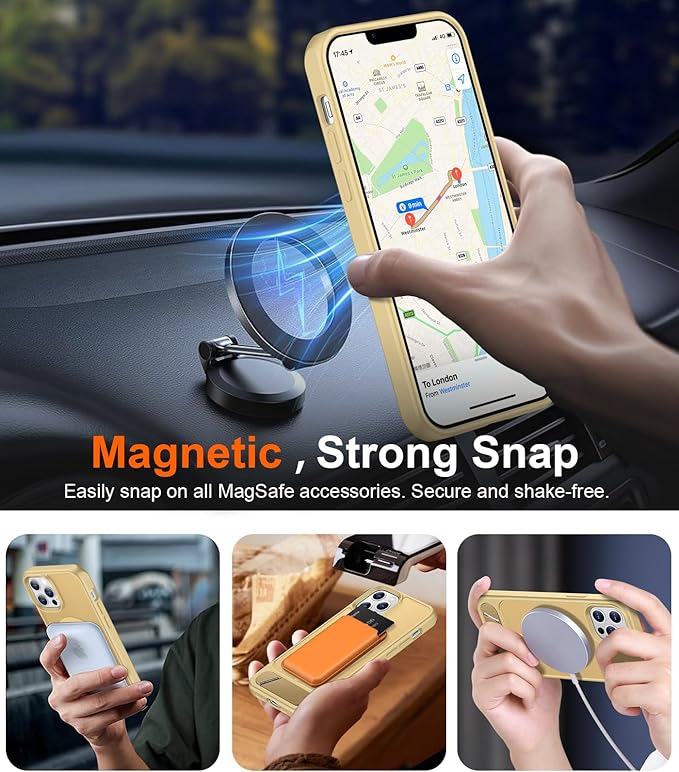 Temdan Magnetic Compatible with iPhone 12 Case & iPhone 12 Pro Case, [Built-in Invisible Kickstand][Compatible with MagSafe][Military Grade Shockproof] Slim Translucent Matte Phone Case 6.1" - Image 5