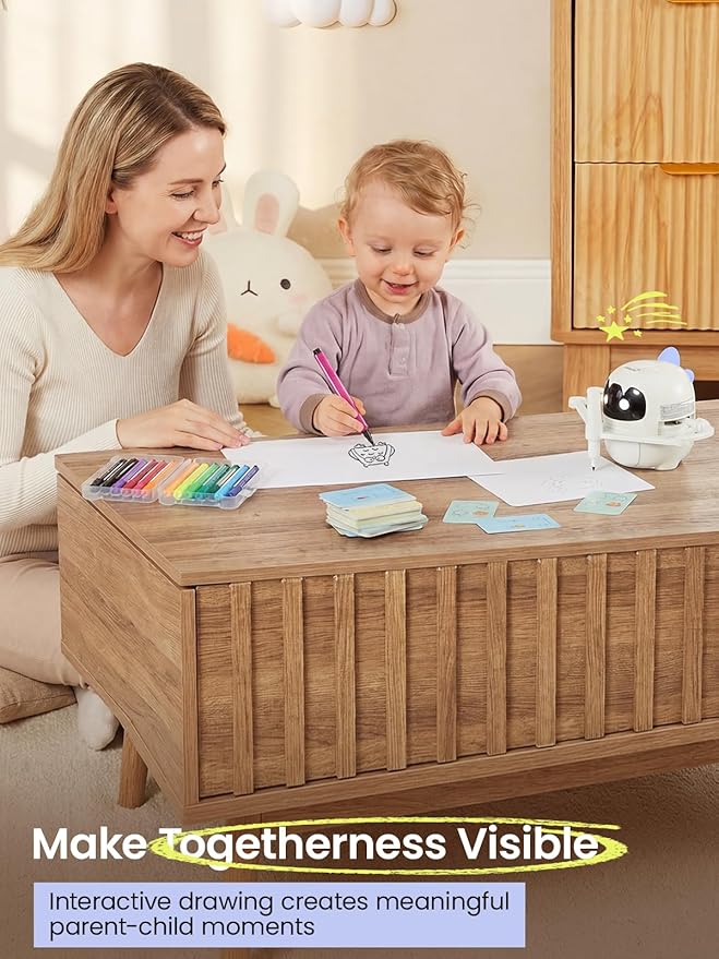 Grownsy Smart Drawing Robot for Kids, Light & Voice Guidance Education Toy with Scan, Doodle Bot with 150 Word Cards & 12 Color Pens, Montessori Painting Learning Toys for Kids Ages 3–8, Birthday Gift - Image 6