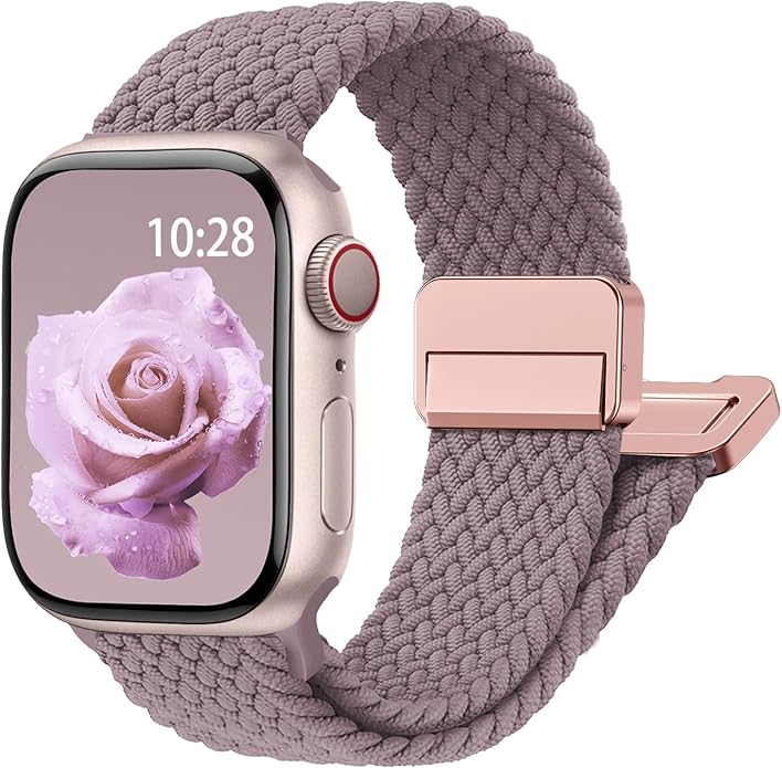 Magnetic Braided Stretchy Loop - Compatible with Apple Watch Band 42mm 46mm 40mm 41mm 44mm 45mm 38mm Ultra 3/2 49mm Women Men,Elastic Woven Fabric Nylon Strap for iWatch 11 10 9 8 7 6 5 4 3 SE Ultra by SOLOLUPSmartwatchAccessories