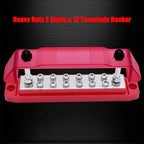 Ampper Power Distribution Block Bus Bar 12V, 2 x M6 (1/4") Studs & 12 x M4 (#8) Screws, 6.3" 150A Marine BusBar Battery Distribution Block W/Cover for Car Boat Solar (Red) - Image 4