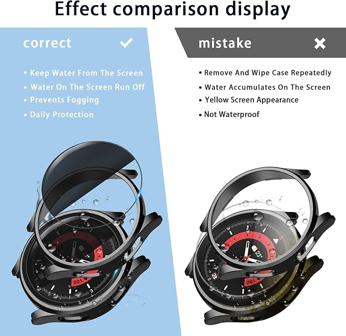 Suoman 2+2 Pack for Samsung Galaxy Watch 5 Pro 45mm Case, [Anti-peeping] 9H Tempered Glass Privacy Screen Protector, All-Round PC Matte Protective Cover Bumper -Black+Black - Image 4
