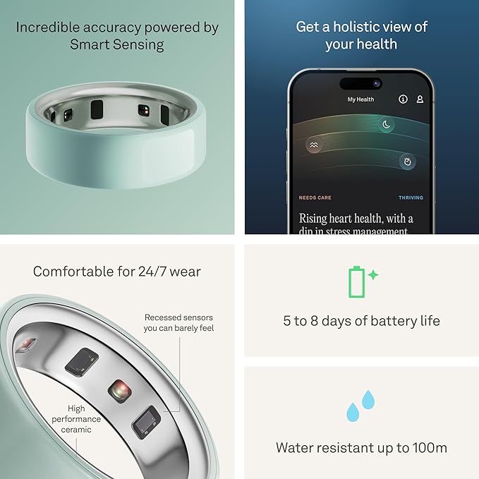 Oura Ring 4 - Ceramic Tide - Size 4 - Sleep, Activity, Women’s Health, AI Advisor, Up to 8 Days of Battery Life, Size Before You Buy, Android & iOS Compatible - Image 5