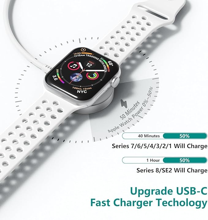 USB C Apple Watch Charger,[MFi Certified] iPhone Fast Magnetic iWatch Charger 6ft USB C Charging Cable Cord Long and Type C Wall Charger Block for Apple Watch Series 11/10/9/Ultra/8/7/SE/SE2/6/5/4/3/2 - Image 3