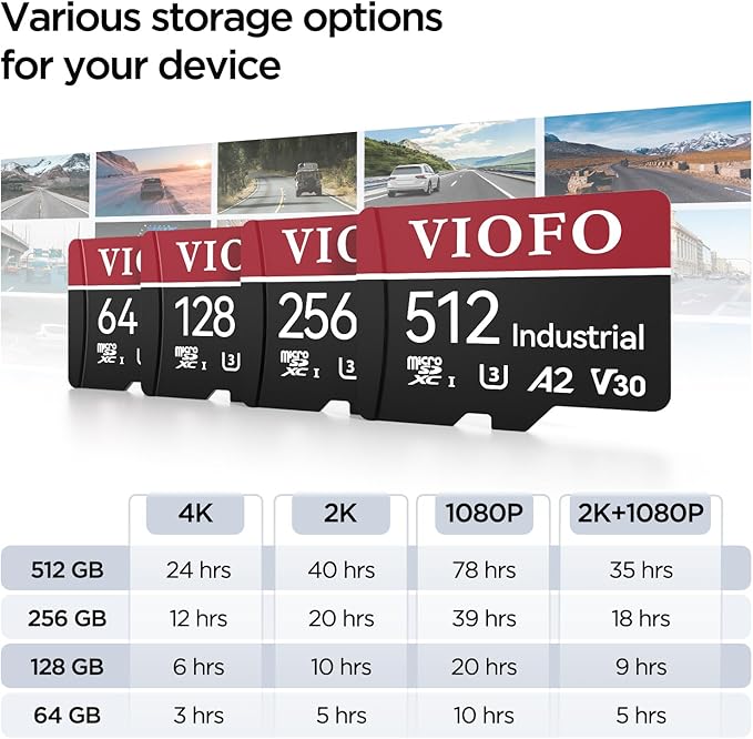 VIOFO 128GB Industrial Grade microSD Card, U3 A2 V30 High Speed Memory Card with Adapter, Support Ultra HD 4K Video Recording - Image 4