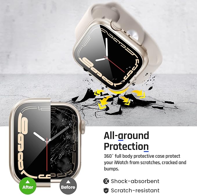 Goton 2 in 1 Waterproof Case for Apple Watch Screen Protector Series 6/5/4, SE 3/2/1 40mm, 360 Protective Glass Face Cover Hard Bumper + Back Frame for iWatch Accessories 40 mm - Image 6