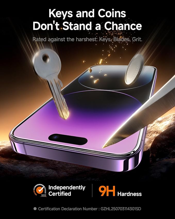 SMARTDEVIL 2 Pack for iPhone 14 Pro Max Screen Protector, 9H Hardness Military Grade Shatterproof, HD Clear Tempered Glass with Auto Dust-Elimination, Bubble Free, Easy Installation, Case Friendly - Image 6