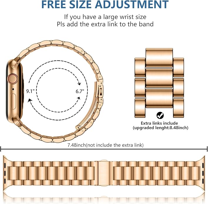 Lerobo Compatible with Apple Watch Band 44mm 42mm 40mm 38mm 41mm 45mm 46m 49mm, Solid Stainless Steel Metal Band with 2 Pack Protective Cover Case for iWtach Series 11 10 9 8 7 6 5 4 3 SE Ultra Men Women - Image 6