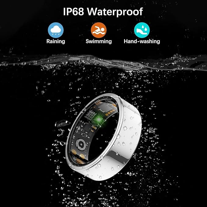 Smart Ring for Women Men, Fitness Ring with Heart Rate, Blood Oxygen,Stress, Sleep Tracker, Step Tracker, Fit Ring No Subscription Fee, IP68 Waterproof Smart Ring for iPhone & Android (Silver, 7#) - Image 6