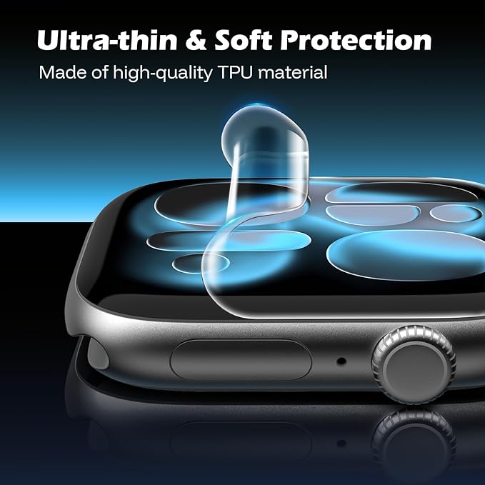 JULK 6-Pack for Apple Watch Series 11 46mm Screen Protector, Soft TPU Flexible Film Non-Bubbles Face Screen Protector for iWatch 11(2025)/10 46mm, HD Transparent, Touch Sensitive - Image 2