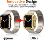 Amizee Metal Case Compatible with Apple Watch Series 9/8/7 45mm with Back Cover, Rugged Protective Bumper Cover for iWatch 45mm, Gold - Image 2