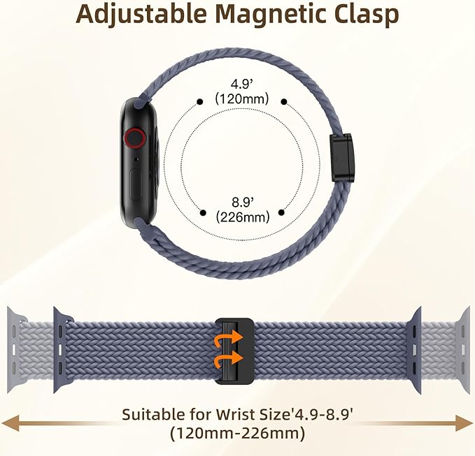 Braided Stretchy Bands Compatible with Apple Watch Bands 40mm 44mm 38mm 41mm 42mm 45mm 46mm 49mm Women Men, Soft Nylon Sport Strap with Magnetic Clasp for iWatch Series 11 10 9 8 SE 7 6 5 4 3 2 Ultra - Image 5