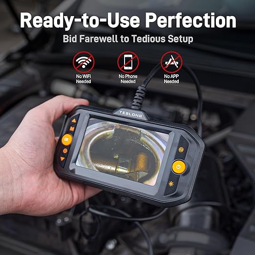 Teslong Endoscope Borescope with Light, Snake Inspection Camera for Automotive Engine, Waterproof Fiber Optic Camera for Mechanics - Ideal for Wall, Vent, Wire Video Scope (16.5FT) - Image 2
