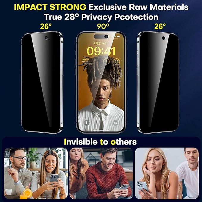 ImpactStrong Anti-Spy Privacy Screen Protector for iPhone 17 (6.3-Inch), 9H Tempered Glass, Shatter-Resistant, Anti-Scratch, Easy Install Kit, Case Friendly, 2-Pack - Image 6
