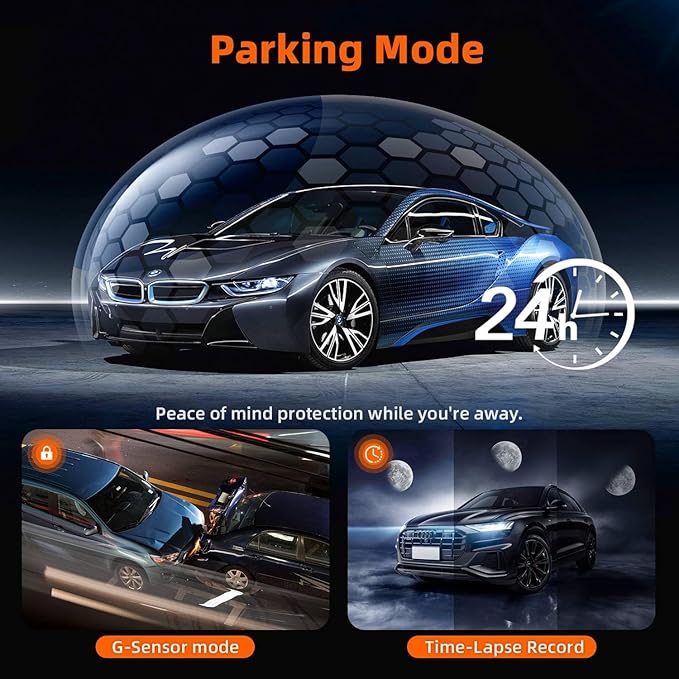 4K+1080P Dash Cam Front and Rear,FHD Wireless Dual Dashcam for Cars,Hardwire,HDR Night Vision,24H Parking Mode,5G WiFi & GPS,Car Battery Protection,Hardwire Kit,128GB Card - Image 8