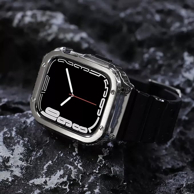 SUPLINK Stainless Steel Case and Band Compatible with Apple Watch 45mm Bands for Men, Rugged Protective Metal Apple Watch Case Cover and TPU Band for iWatch Apple Watch Series 9 8 7(Silver) - Image 8