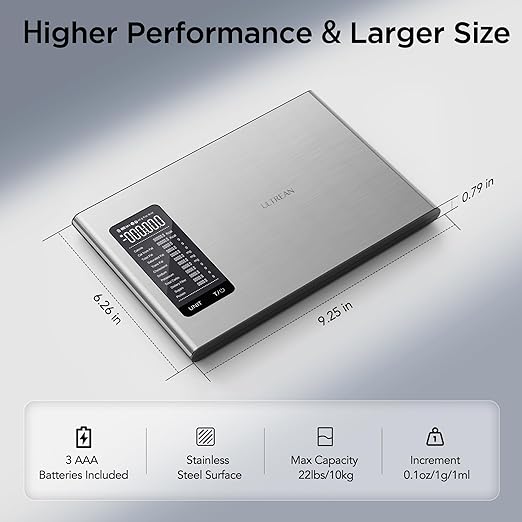 Ultrean Smart Food Kitchen Scale with Nutritional Calculator, APP for Calorie & Macro Tracking, AI Powered, Goal Progress, Digital Calorie Scale for Weight Loss, Stainless Steel, 22lb - Image 5