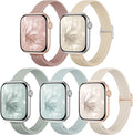 5 Pack Slim Braided Stretchy Bands Compatible with Apple Watch Band 40mm 41mm 42mm 38mm 44mm 45mm 46mm 49mm Women Men, Thin Elastic Nylon Solo Loop Straps for iWatch Series 10 9 8 7 6 5 4 3 11 SE 2/1 by Unknown