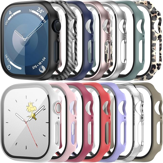 14 Pack Case with Tempered Glass Screen Protector for Apple Watch Series 10 42mm, Full Coverage Hard PC Protective Cover HD Ultra-Thin Guard Bumper For iWatch 10 42mm Accessories by JZK
